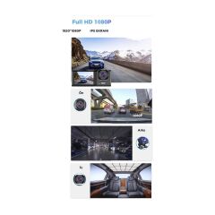 1080P Araç Içi 3 Kameralı LCD Ekranlı Gece Görüşlü , G-Sensör , Geri Görüş Kameralı Yol Kayıt Araç Kamerası