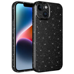 iPhone 14 Plus Kılıf Kamera Korumalı Simli Lüks Koton Kapak