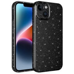 iPhone 14 Plus Kılıf Kamera Korumalı Simli Lüks Koton Kapak Beyaz