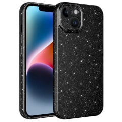 iPhone 14 Plus Kılıf Kamera Korumalı Simli Lüks Koton Kapak