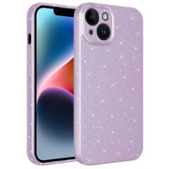 iPhone 14 Plus Kılıf Kamera Korumalı Simli Lüks Koton Kapak