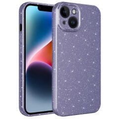 iPhone 14 Plus Kılıf Kamera Korumalı Simli Lüks Koton Kapak