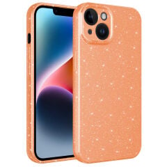 iPhone 14 Plus Kılıf Kamera Korumalı Simli Lüks Koton Kapak