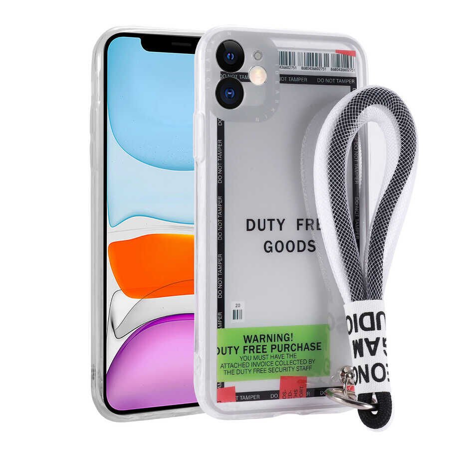 iPhone 11 Kılıf Desenli El Askılı İpli Astana Silikon Kapak Duty Free
