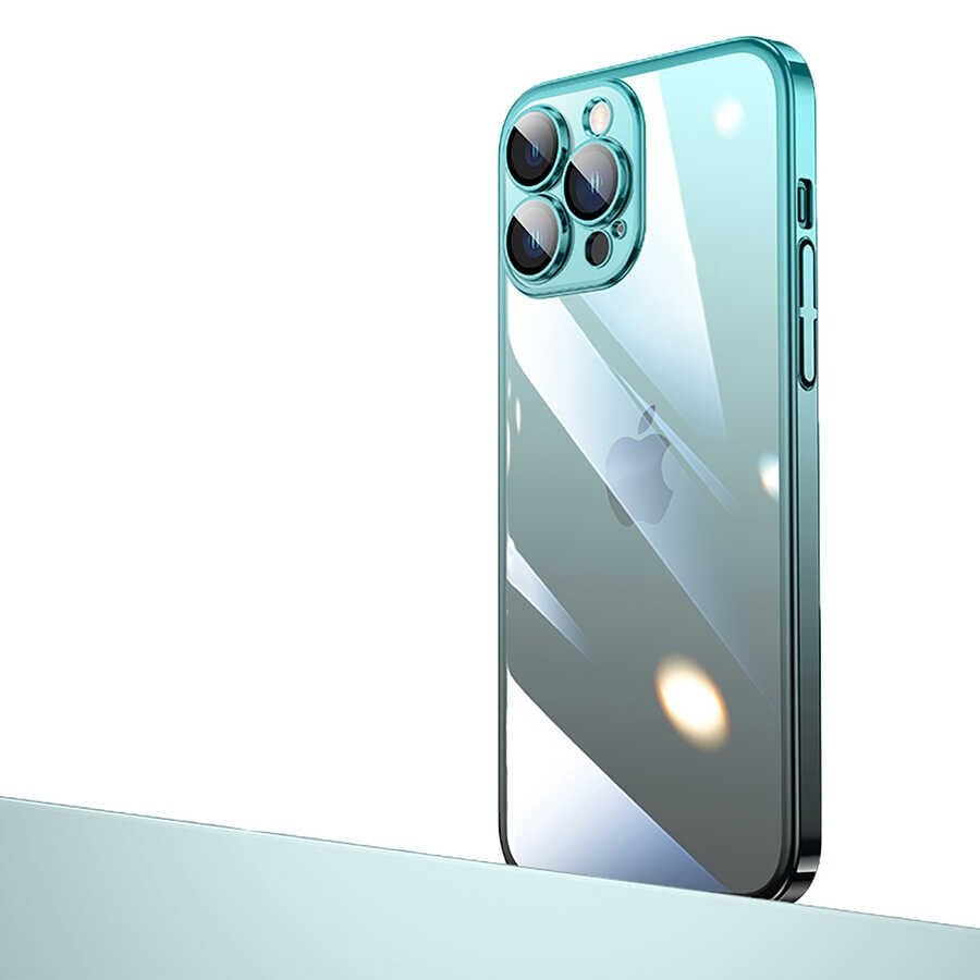 iPhone 13 Pro Kılıf Parlak Renk Geçişli Kamera Korumalı Senkron Kapak Mavi-Siyah