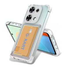 Xiaomi Redmi Note 13 Pro 4G Kılıf Airbag Tasarımlı Şeffaf Kartlıklı G-Kart Kapak Renksiz