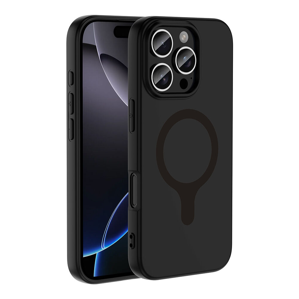 iPhone 16 Pro Max Kılıf M-Safe Şarj Özellikli Kamera Korumali Premium Soft Aris Silikon Kapak Siyah