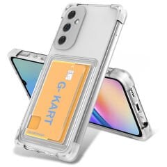 Samsung Galaxy A25 Kılıf Airbag Tasarımlı Şeffaf Kartlıklı G-Kart Kapak