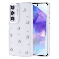 Samsung Galaxy A35 Kılıf Airbag Tasarımlı Simli Şeffaf Kutup Kapak Fiyonk