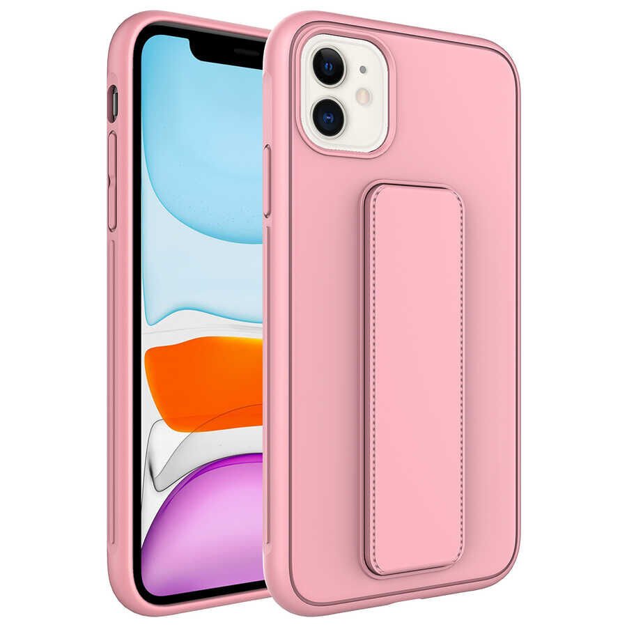 iPhone 12 Kılıf Qstand Kapak Pembe