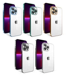 iPhone 13 Pro Kılıf Kamera Korumalı Renkli Çerçeveli  Garaj Kapak