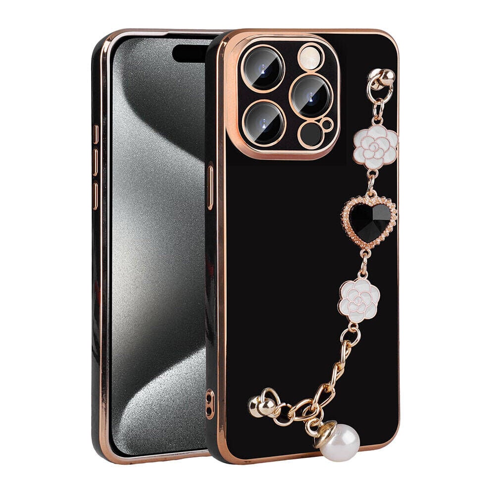 iPhone 15 Pro Max Kılıf El Tutamaçlı Kamera Korumalı Taka Silikon Kapak Siyah