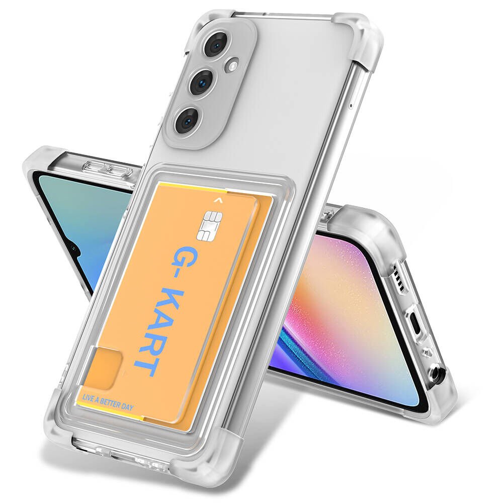 Samsung Galaxy A25 Kılıf Airbag Tasarımlı Şeffaf Kartlıklı G-Kart Kapak Renksiz