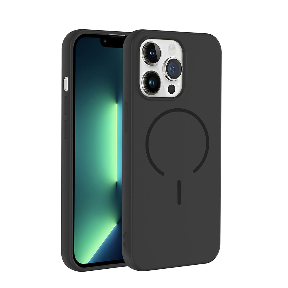 iPhone 13 Pro Max Kılıf Meta Lansman M-Safe Kamera Korumalı içi Kadife Yumuşak Renkli Süet Silikon Siyah