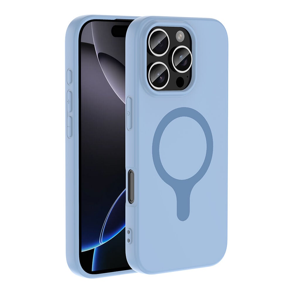 iPhone 16 Pro Max Kılıf M-Safe Şarj Özellikli Kamera Korumali Premium Soft Aris Silikon Kapak Baby Blue