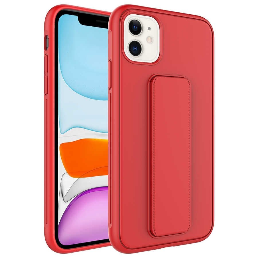 iPhone 12 Kılıf Qstand Kapak Kırmızı
