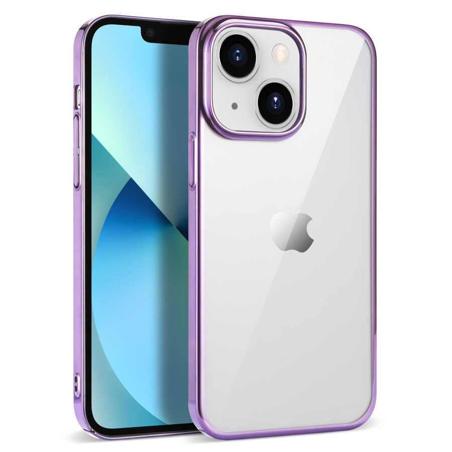 iPhone 14 Kılıf Pixel Kapak Açık Mor