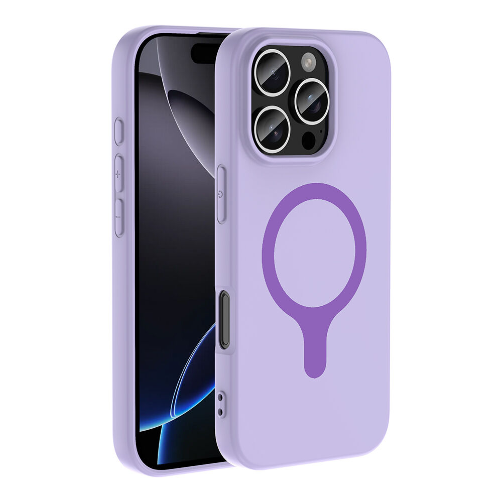 iPhone 16 Pro Max Kılıf M-Safe Şarj Özellikli Kamera Korumali Premium Soft Aris Silikon Kapak Lila