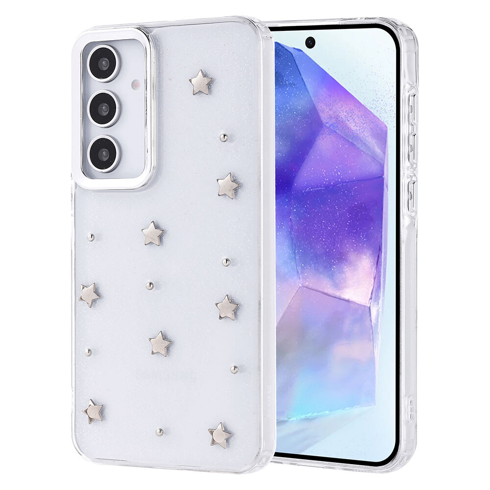 Samsung Galaxy A35 Kılıf Airbag Tasarımlı Simli Şeffaf Kutup Kapak Yıldız