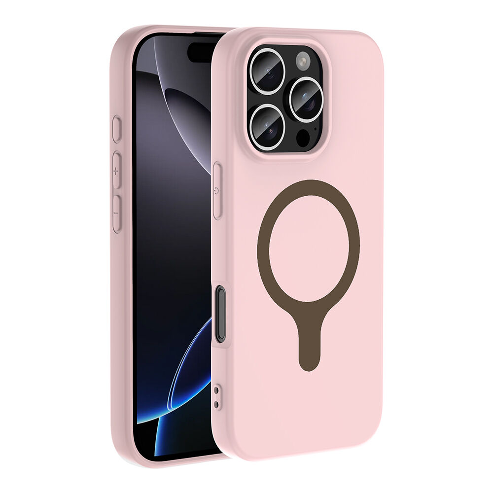 iPhone 16 Pro Max Kılıf M-Safe Şarj Özellikli Kamera Korumali Premium Soft Aris Silikon Kapak Açık Pembe