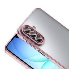 Samsung Galaxy A17 Kılıf Logo Gösteren Parlak Kenarlı Kamera Lens Korumalı Şeffaf Omega Silikon Kapak