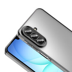 Samsung Galaxy A17 Kılıf Logo Gösteren Parlak Kenarlı Kamera Lens Korumalı Şeffaf Omega Silikon Kapak