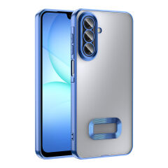 Samsung Galaxy A17 Kılıf Logo Gösteren Parlak Kenarlı Kamera Lens Korumalı Şeffaf Omega Silikon Kapak