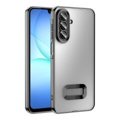 Samsung Galaxy A17 Kılıf Logo Gösteren Parlak Kenarlı Kamera Lens Korumalı Şeffaf Omega Silikon Kapak