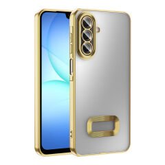 Samsung Galaxy A17 Kılıf Logo Gösteren Parlak Kenarlı Kamera Lens Korumalı Şeffaf Omega Silikon Kapak