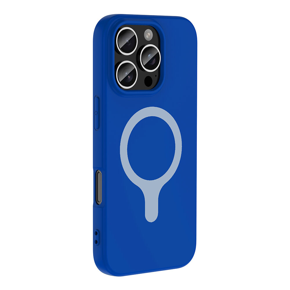 iPhone 16 Pro Max Kılıf M-Safe Şarj Özellikli Kamera Korumali Premium Soft Aris Silikon Kapak Saks Mavi