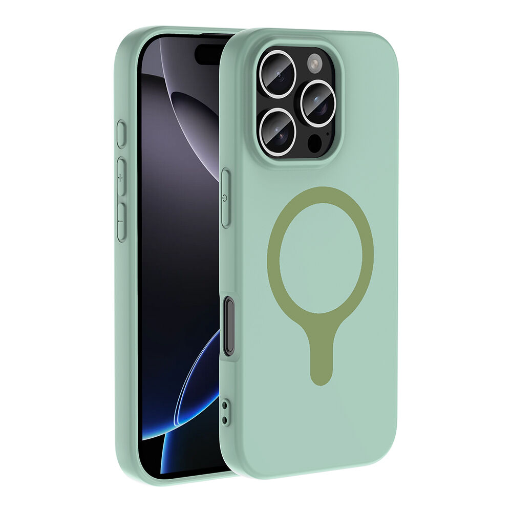 iPhone 16 Pro Max Kılıf M-Safe Şarj Özellikli Kamera Korumali Premium Soft Aris Silikon Kapak Turkuaz