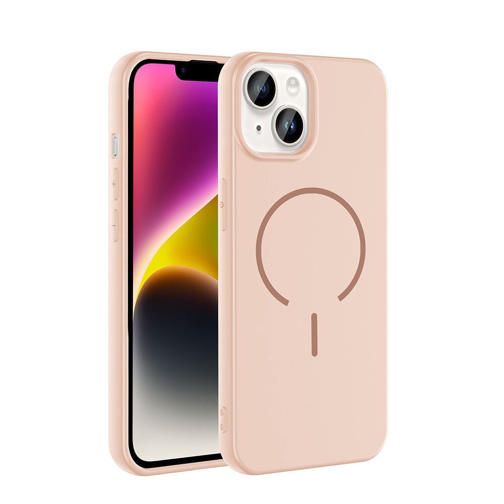 iPhone 13 Kılıf Meta Lansman M-Safe Kamera Korumalı içi Kadife Yumuşak Renkli Süet Silikon Rose Pembe