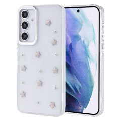 Samsung Galaxy A55 Kılıf Airbag Tasarımlı Simli Şeffaf Kutup Kapak Yıldız