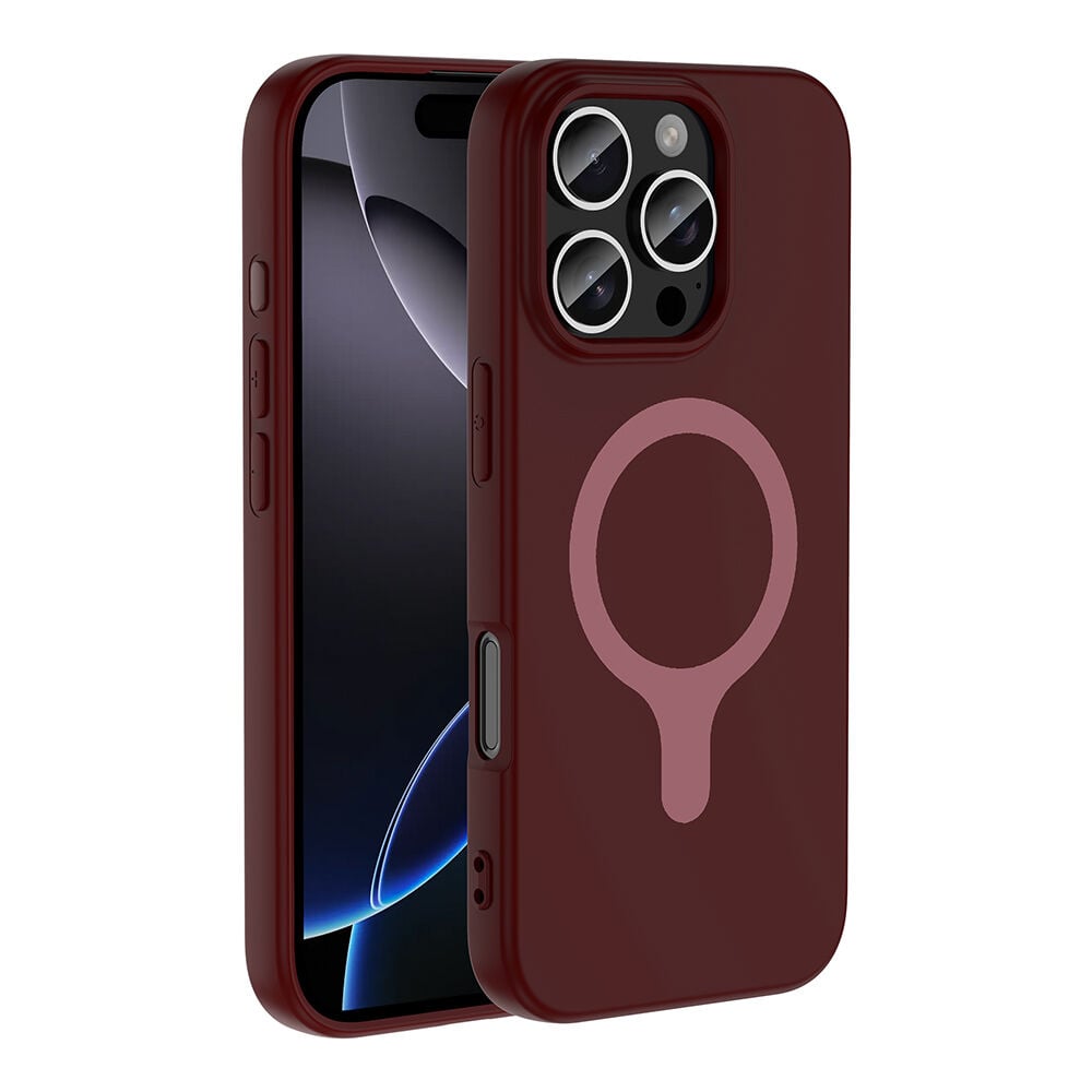 iPhone 16 Pro Kılıf M-Safe Şarj Özellikli Kamera Korumali Premium Soft Aris Silikon Kapak Mürdüm