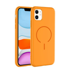 iPhone 11 Kılıf Meta Lansman M-Safe Kamera Korumalı içi Kadife Yumuşak Renkli Süet Silikon Siyah