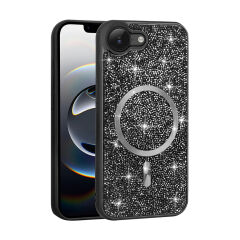 iPhone 16E Kılıf Pırlanta Tasarımlı Kablosuz Şarj Özellikli Mozaik Silikon Kapak