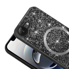 iPhone 16E Kılıf Pırlanta Tasarımlı Kablosuz Şarj Özellikli Mozaik Silikon Kapak
