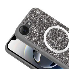iPhone 16E Kılıf Pırlanta Tasarımlı Kablosuz Şarj Özellikli Mozaik Silikon Kapak