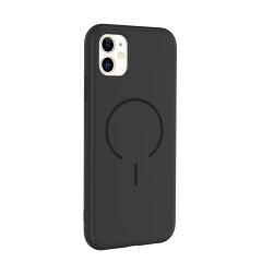 iPhone 11 Kılıf Meta Lansman M-Safe Kamera Korumalı içi Kadife Yumuşak Renkli Süet Silikon Siyah