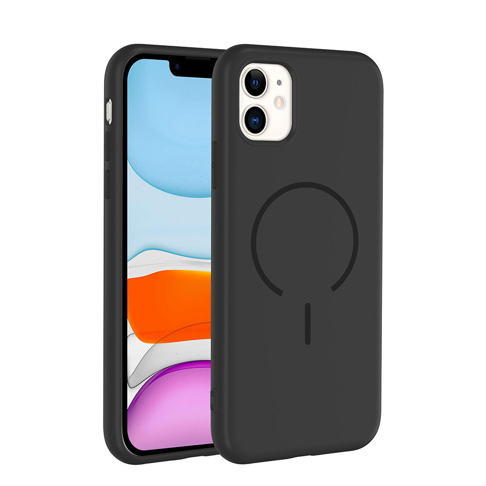 iPhone 11 Kılıf Meta Lansman M-Safe Kamera Korumalı içi Kadife Yumuşak Renkli Süet Silikon Siyah