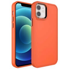 iPhone 11 Kılıf Metal Çerçeve ve Buton Tasarımlı Sert Botox Kapak