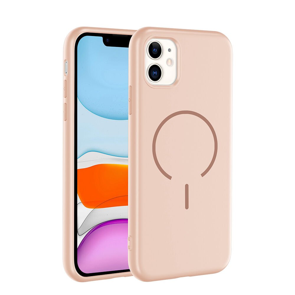 iPhone 11 Kılıf Meta Lansman M-Safe Kamera Korumalı içi Kadife Yumuşak Renkli Süet Silikon Rose Pembe