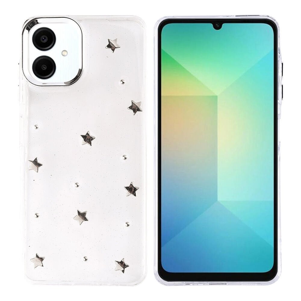 Samsung Galaxy A06 Kılıf Airbag Tasarımlı Simli Şeffaf Kutup Kapak Yıldız