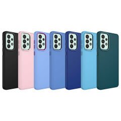 Samsung Galaxy A73 Metal Çerçeve ve Buton Tasarımlı Silikon Luna Kapak kılıf