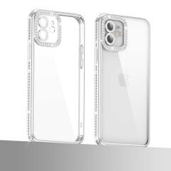 iPhone 12 Kılıf Kamera Korumalı Taşlı Mina Kapak