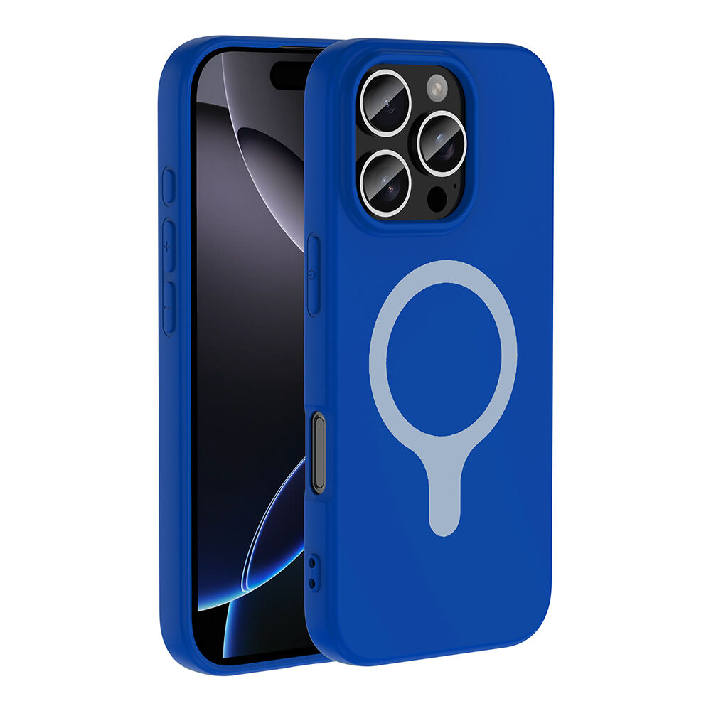 iPhone 16 Pro Kılıf M-Safe Şarj Özellikli Kamera Korumali Premium Soft Aris Silikon Kapak Saks Mavi