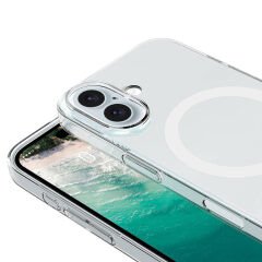 iPhone 16 Plus Kılıf Magsafe Şarj Özellikli Şeffaf Tek Kamera Çerçeveli Porto Kapak