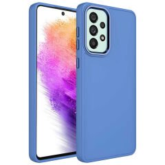 Samsung Galaxy A73 Metal Çerçeve ve Buton Tasarımlı Silikon Luna Kapak kılıf Lavendery Gray