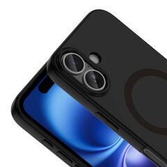 iPhone 16 Kılıf M-Safe Şarj Özellikli Kamera Korumali Premium Soft Aris Silikon Kapak Baby Blue