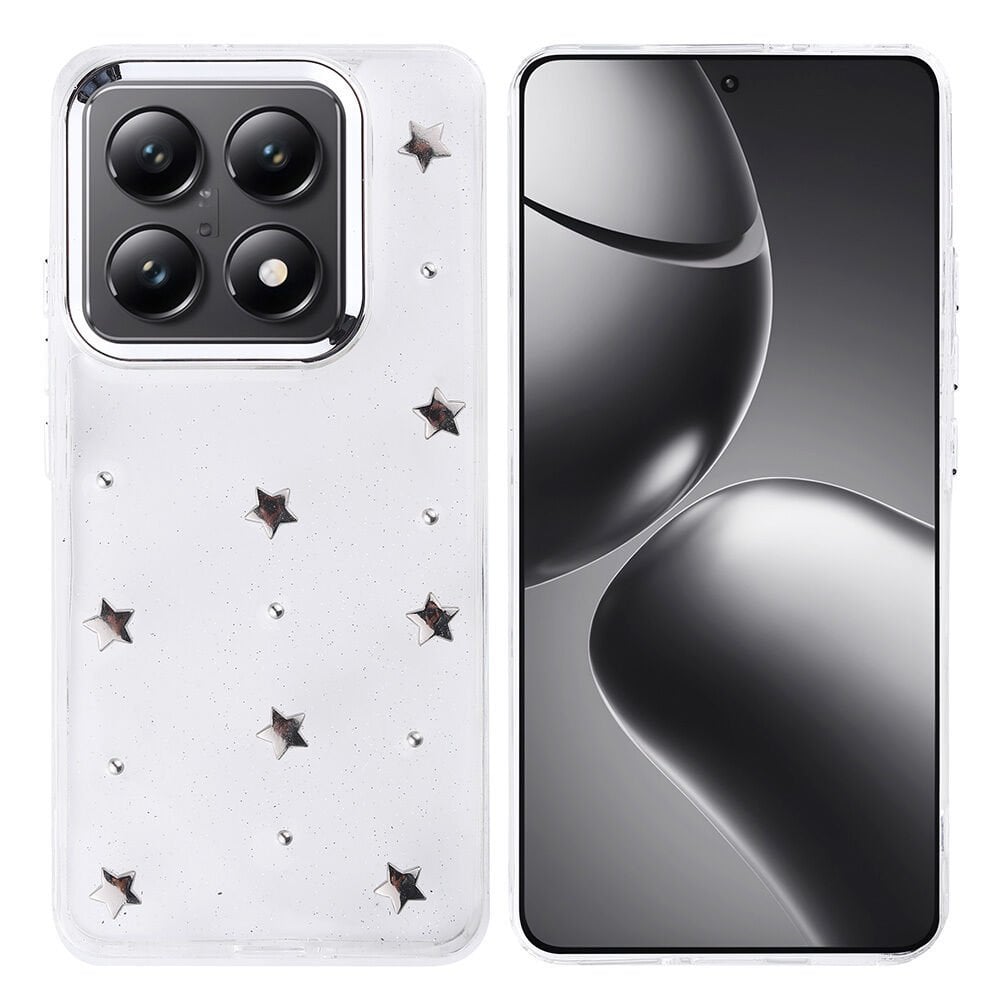 Xiaomi 14T Pro Kılıf Airbag Tasarımlı Simli Şeffaf  Kutup Kapak Yıldız